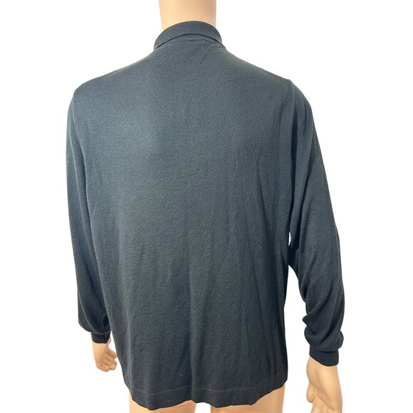 Pronto Uomo Men’s Vtg Black Sweater M Italy Collared 2- Button Geometric Solid - Picture 3 of 14